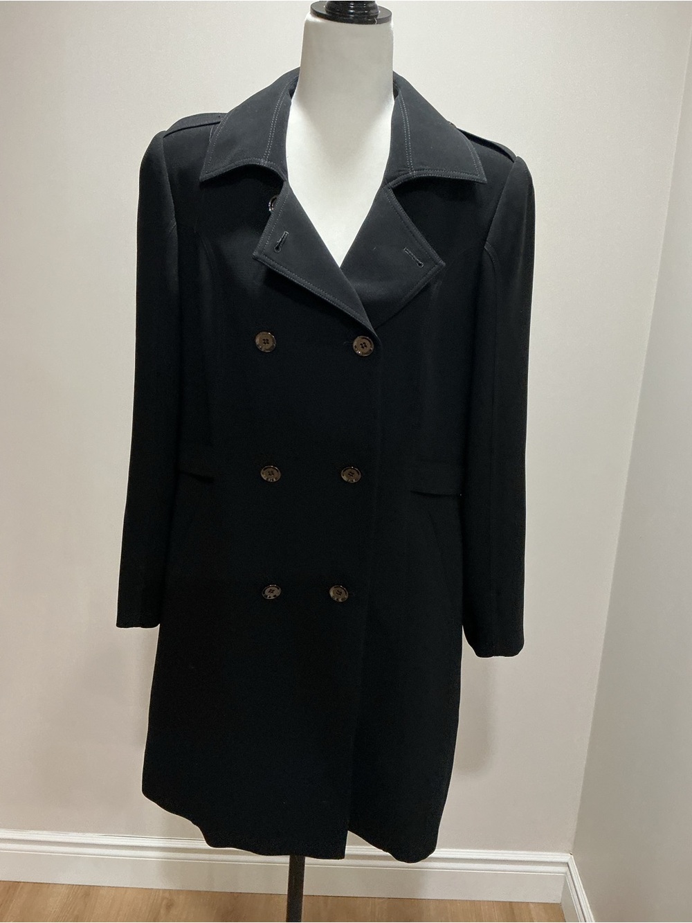 Vintage Black Pierre Cardin  Double-Breasted Women's Coat size medium